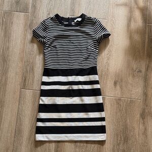 LOFT Black and White Striped Dress